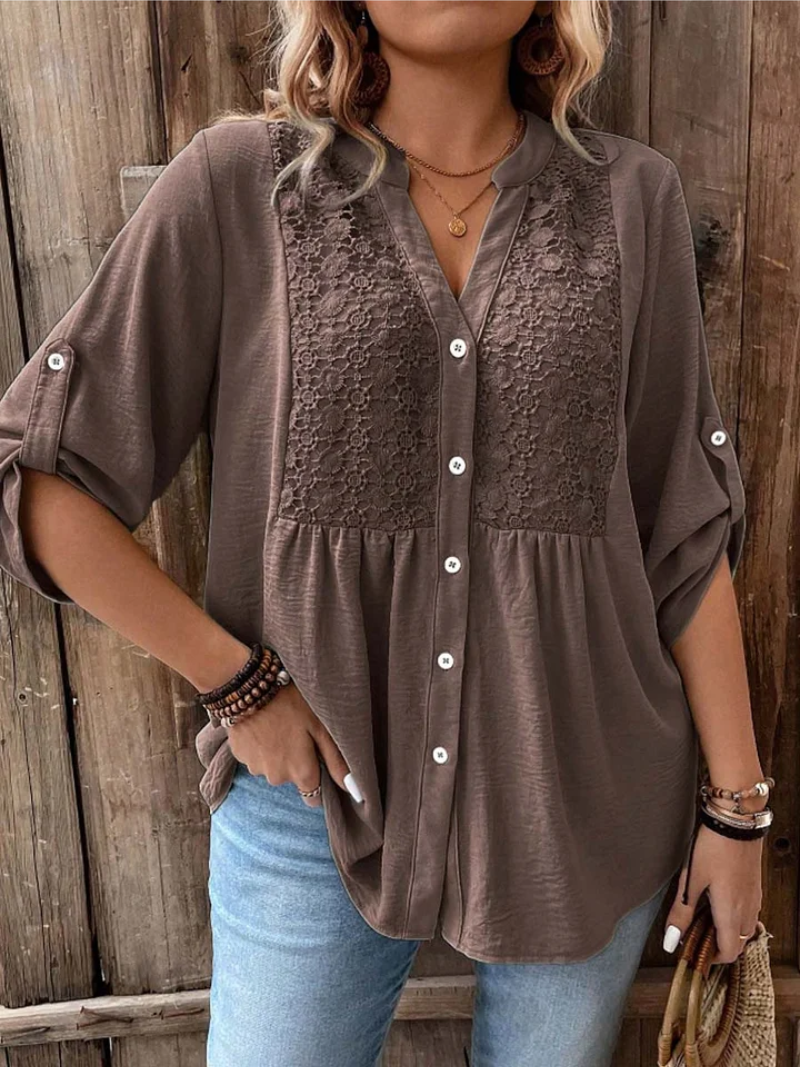 Noor β Blouse met V-hals en knopen