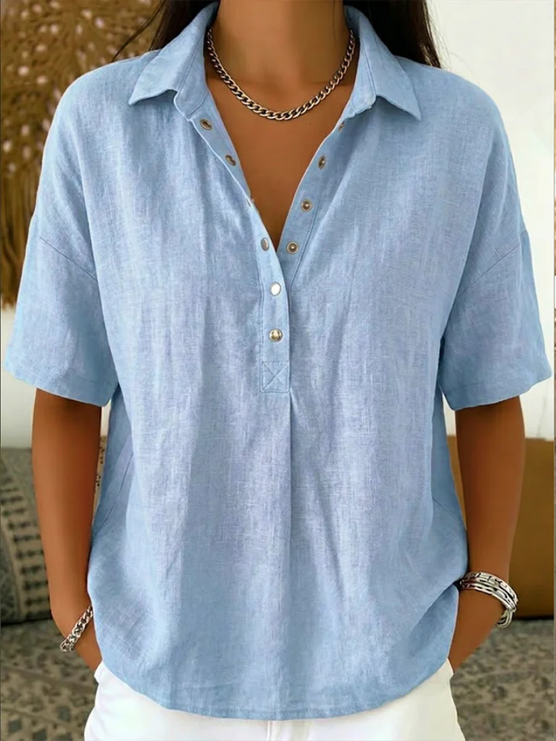 Tessa β Blouse met kraag en knoopdetail