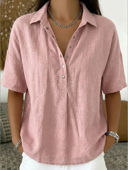Tessa – Blouse met kraag en knoopdetail